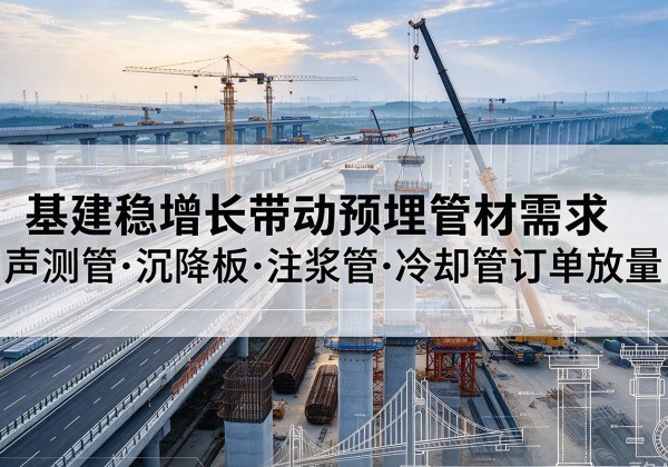 黄梅基建稳增长带动预埋监测管材需求，声测管、沉降板、注浆管订单持续放量